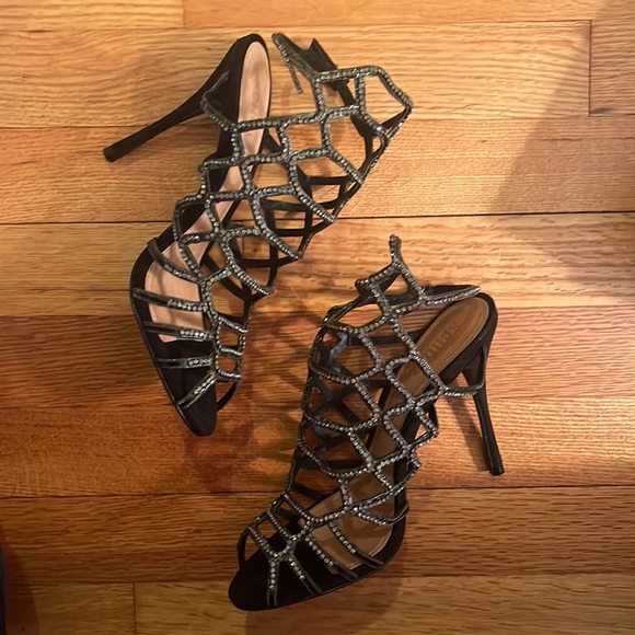 NWT Schutz Reva Black Crystal Caged Heels size 7.5. In Box. - Picture 3 of 9
